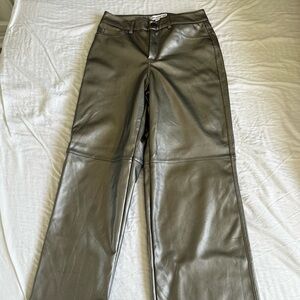 Women's Wide Leg Leather Pants